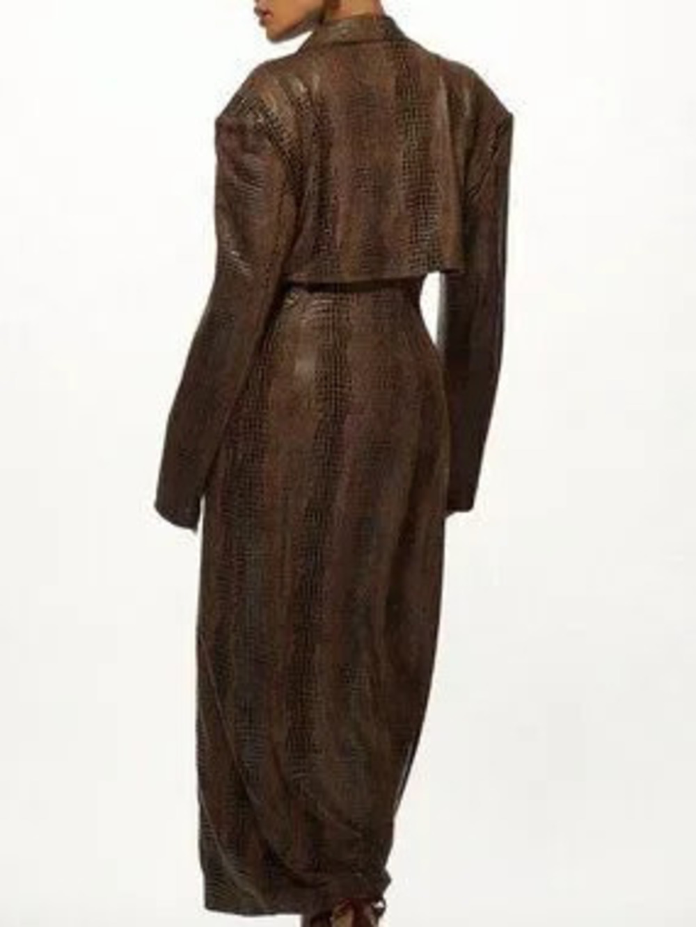 ZARA Multicolor Casual Women's Embossed Double-Breasted Long Trench Coat